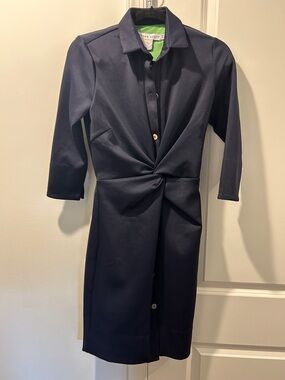 Gretchen Scott Designs Navy Twist-Waist Long Sleeve Dress